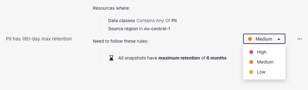 Control severity selection